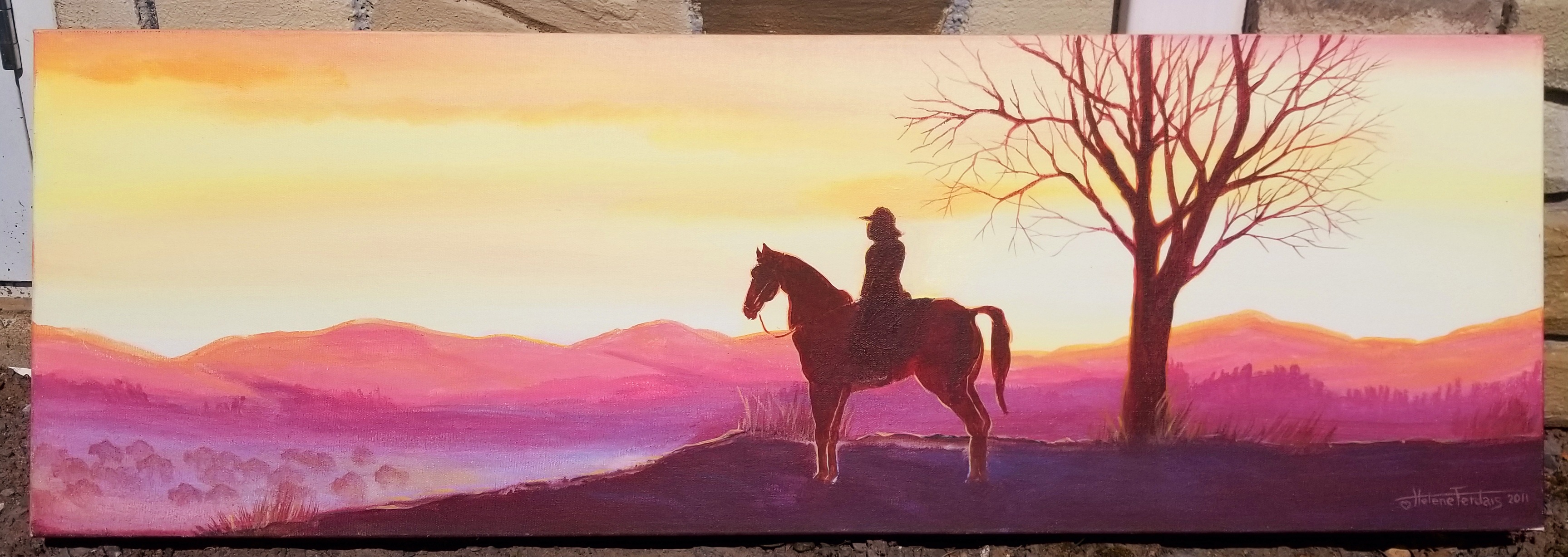 Cowboy — peinture d'Hélène Ferdais, Scènes rurales