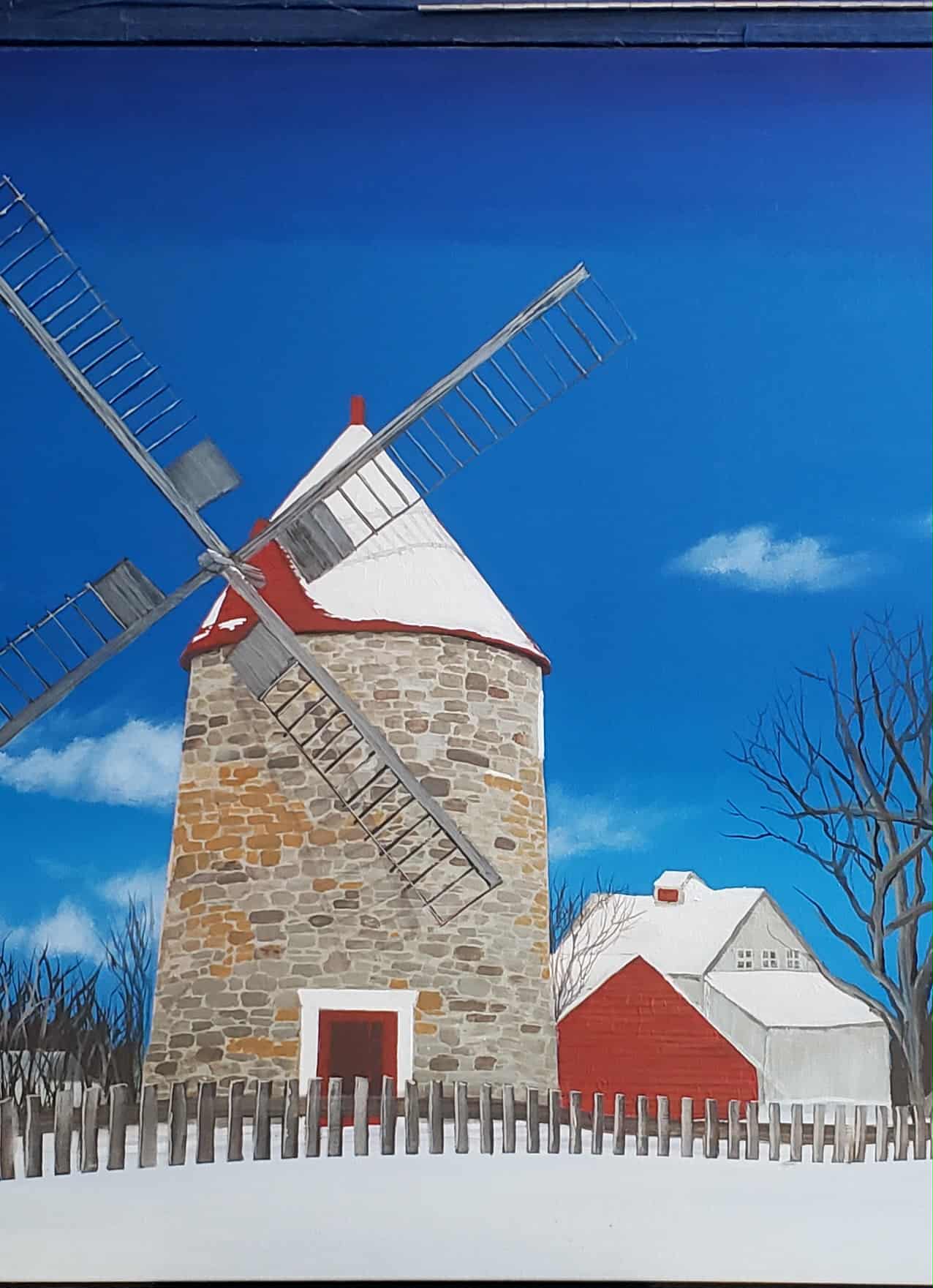 Le moulin — peinture d'Hélène Ferdais, Paysages