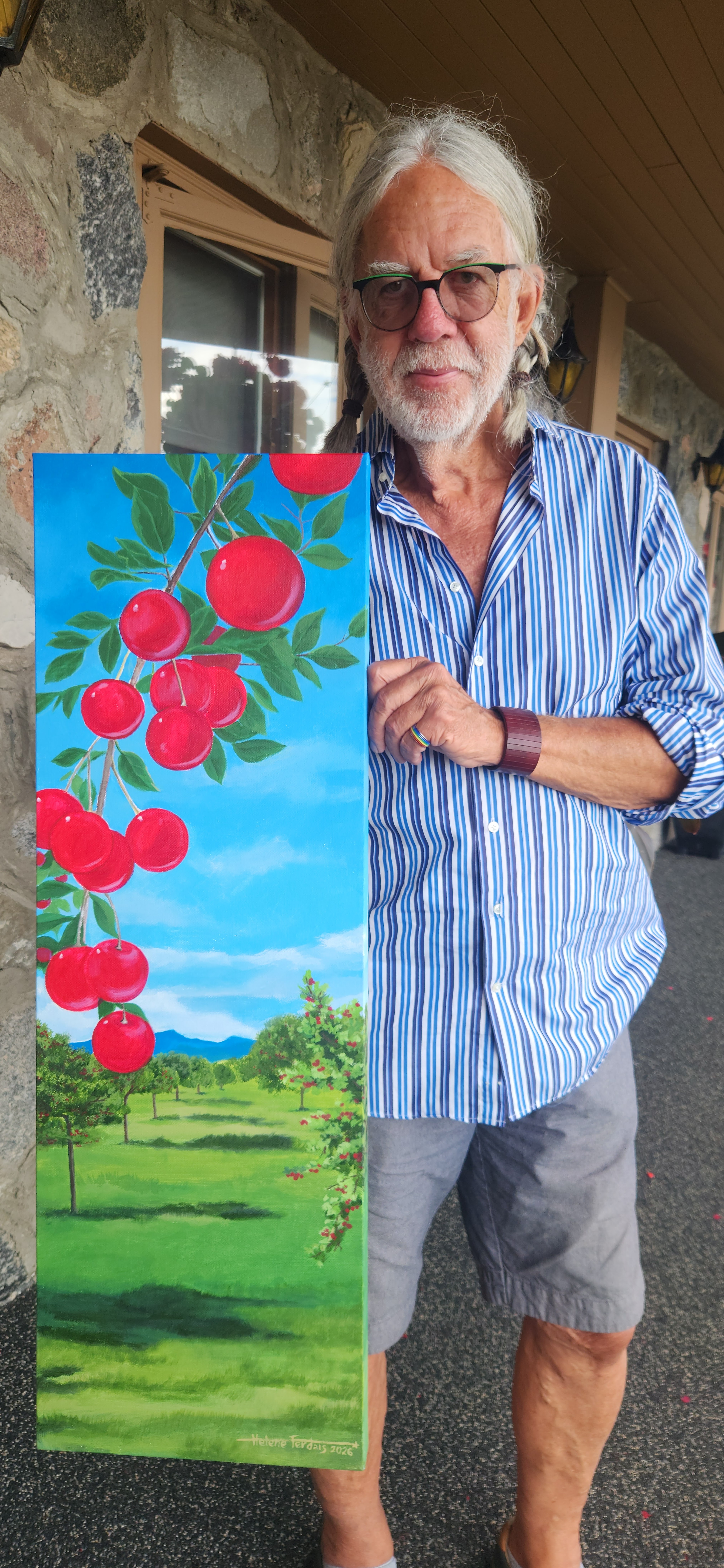 Le temps des cerises — peinture d'Hélène Ferdais, Paysages